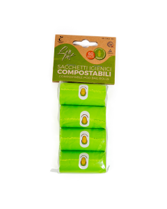 LEO PET BOLSAS HIGIÉNICAS PERROS COMPOSTABLES VERDES 4 ROLLOS