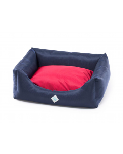 LEO PET CAMA RODI CON COJÍN DESMONTABLE PANAL AZUL OSCURO/ROJO 85X110 CM