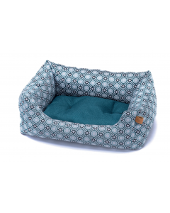 LEO PET CAMA RODI GEOMÉTRICA TURQUESA 60X70 CM