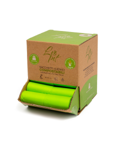 LEO PET BOLSAS HIGIÉNICAS PERROS COMPOSTABLES VERDES 40 ROLLOS