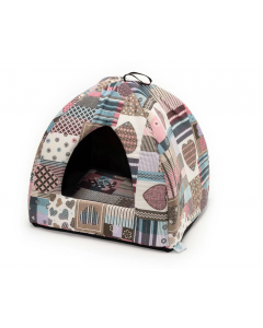 LEO PET IGLOO PLEGABLE PIRAMIDE CLEO TELAS MIXTAS 43X43X43H CM